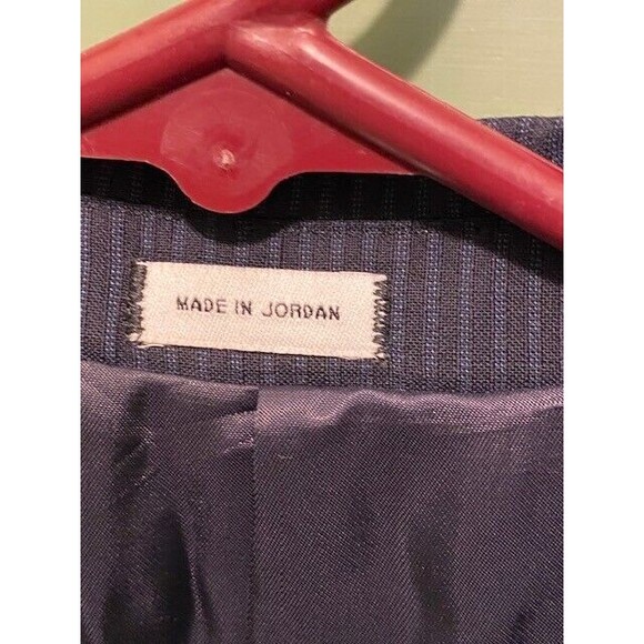 Calvin Klein Mens Sz M Short Black & Blue Pinstripe Two-Button Wool Blend Jacket - Picture 8 of 11